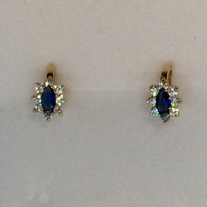 Blue Sapphire & Diamond Accents Earrings 14K gold